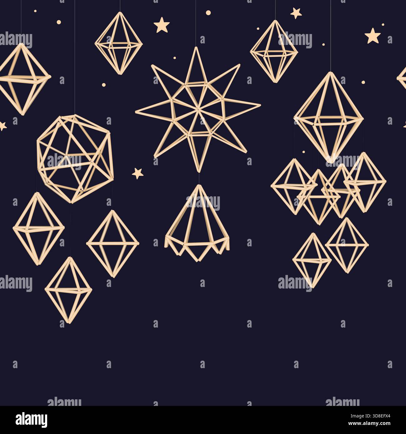 Straw Shape Border Christmas straw spider seamless border. Ukrainian and Scandinavian ...