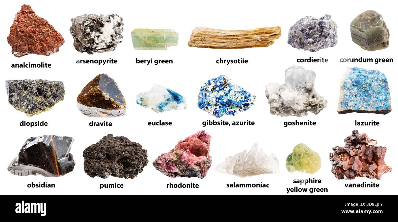 Rock Sample Collection set of samples of natural rocks from geological collection with names ...