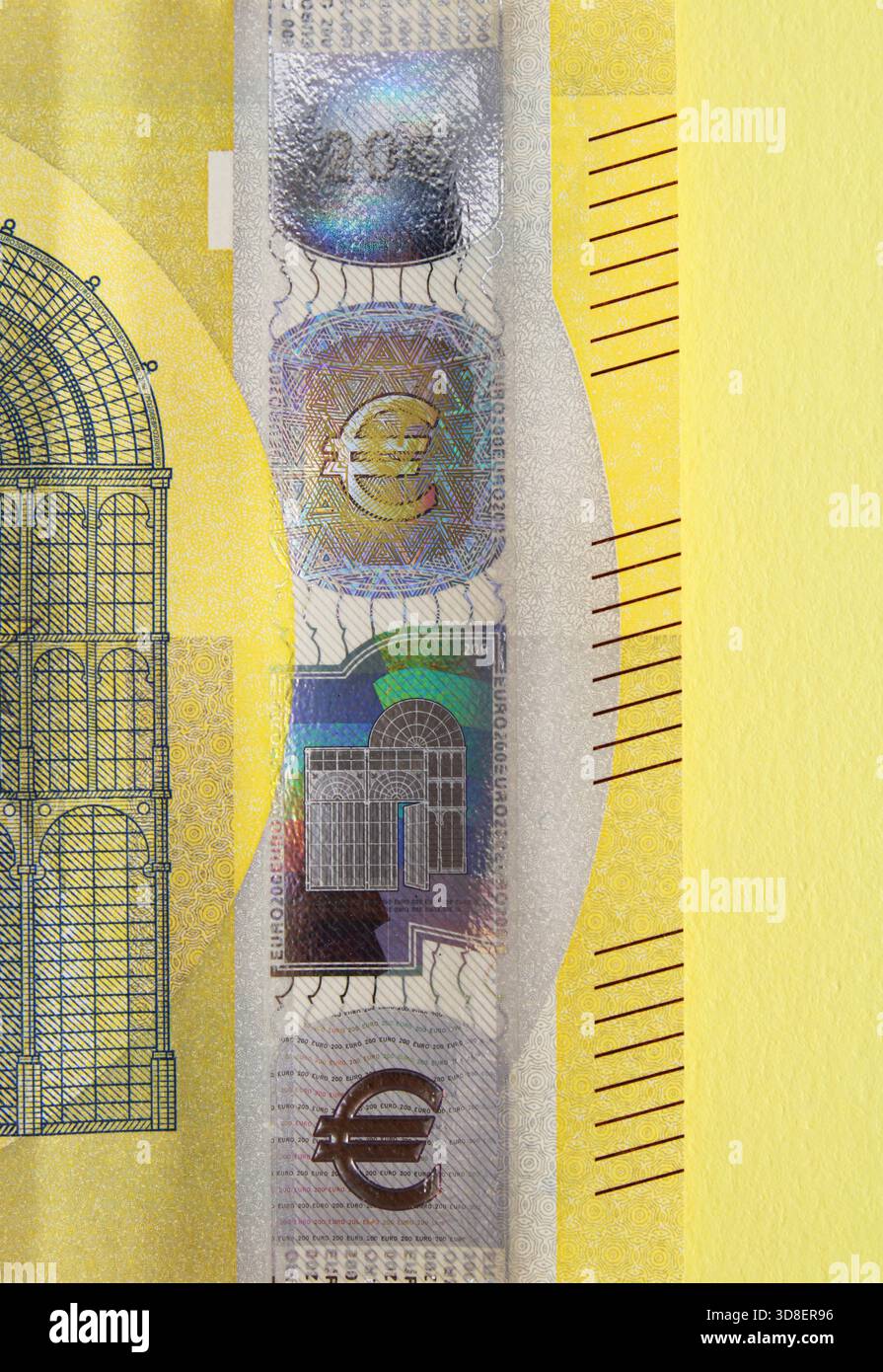 Security strip of euro banknote Stock Photo - Alamy