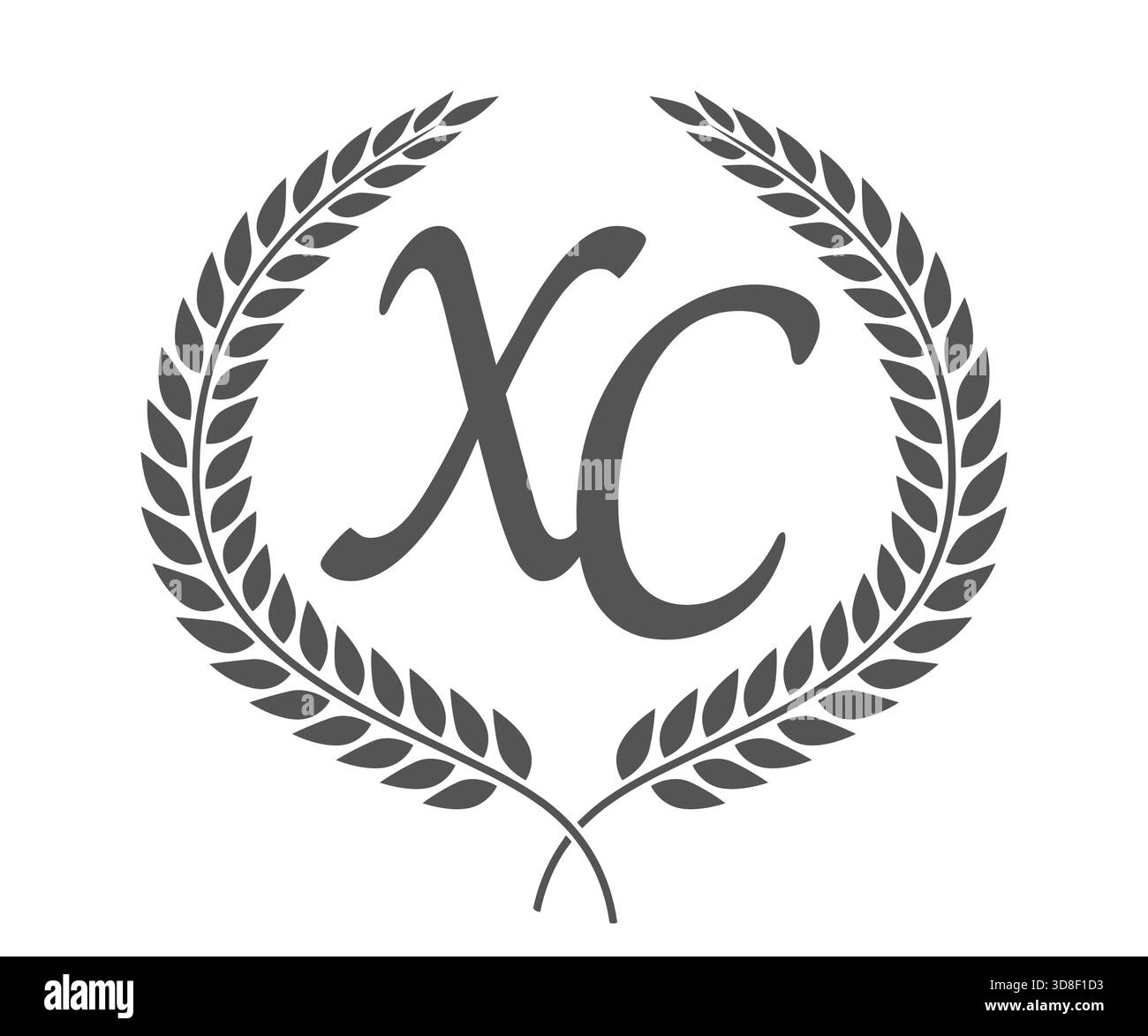 Initial letter X and C, XC monogram logo design with laurel wreath ...
