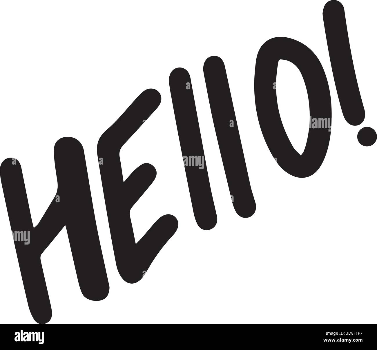 Hello! symbol, greeting Hand drawn scribble script calligraphy brush storke element icon illustration Stock Vector