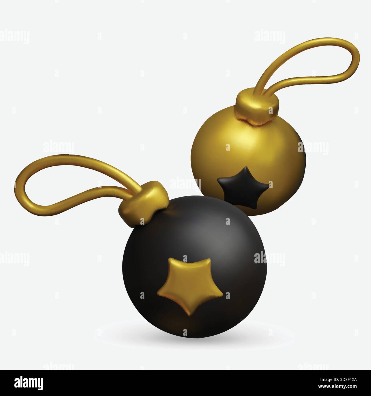 Modern minimalist Christmas ornament illustration with smooth 3D spheres and loop hangers, great for UI elements, stickers and print layouts Stock Vector