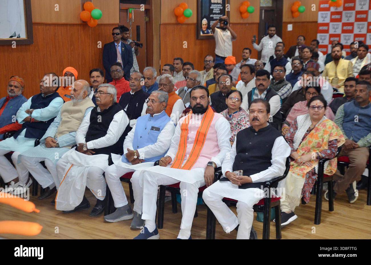 PATNA, INDIA - NOVEMBER 30: Bihar BJP president Dilip Jaiswal with ...
