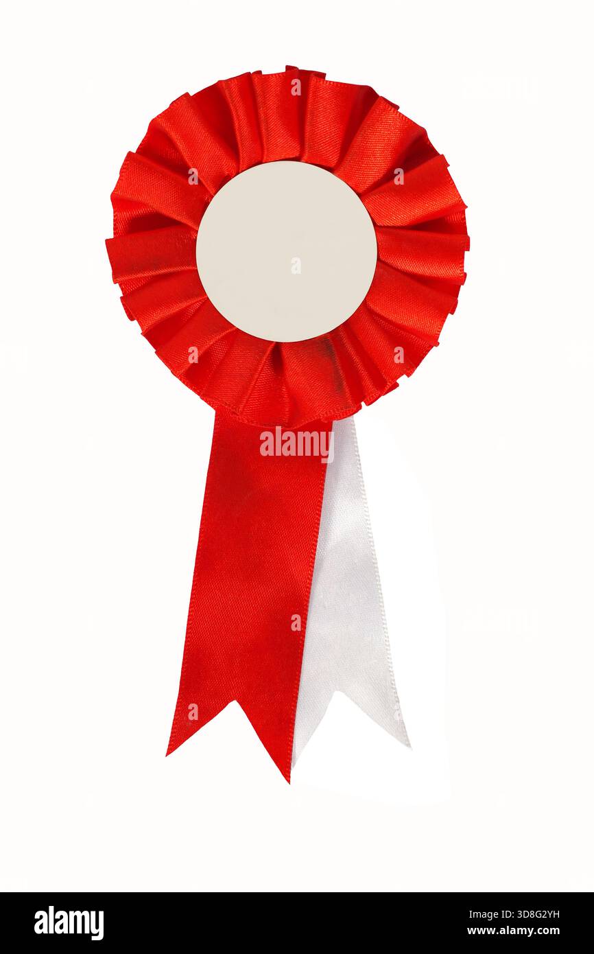 Red cockade with blank space inside isolated on white Stock Photo