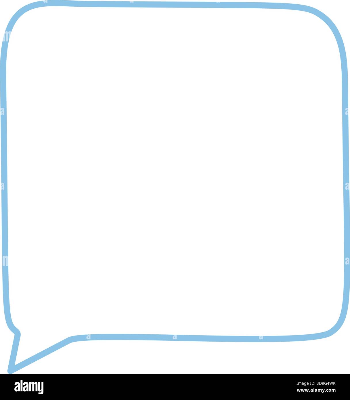 Fluid Hand Drawn Blue Speech Bubble Outline Stock Vector