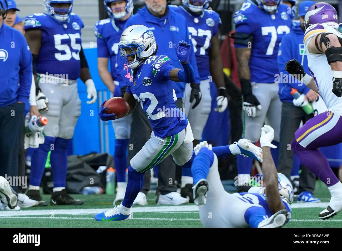 Raheed Shaheed Uniform Seattle Seahawks wide receiver Rashid Shaheed (22) runs against the ...
