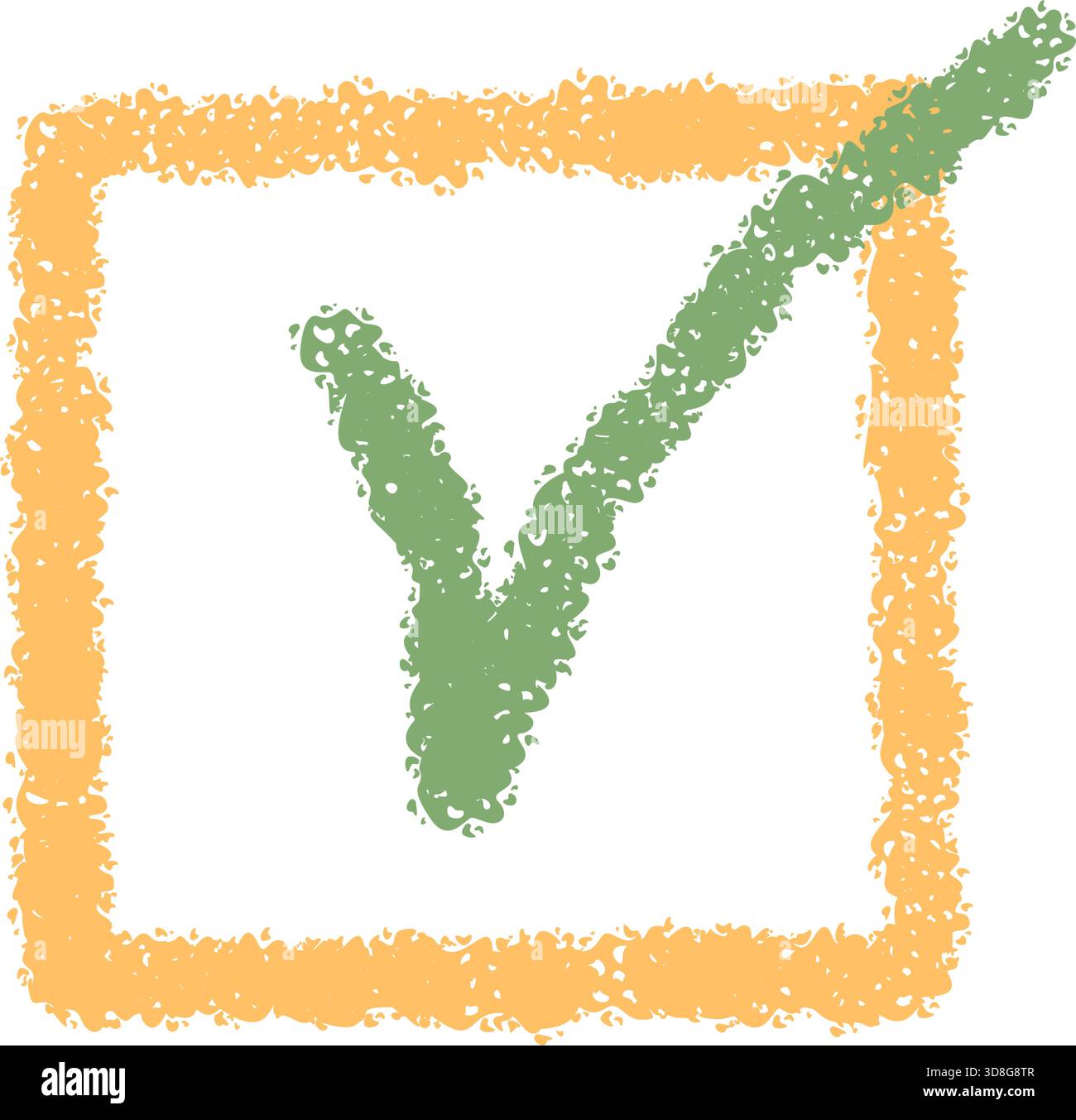 Crayon Check Box Square Icon Badge Stock Vector