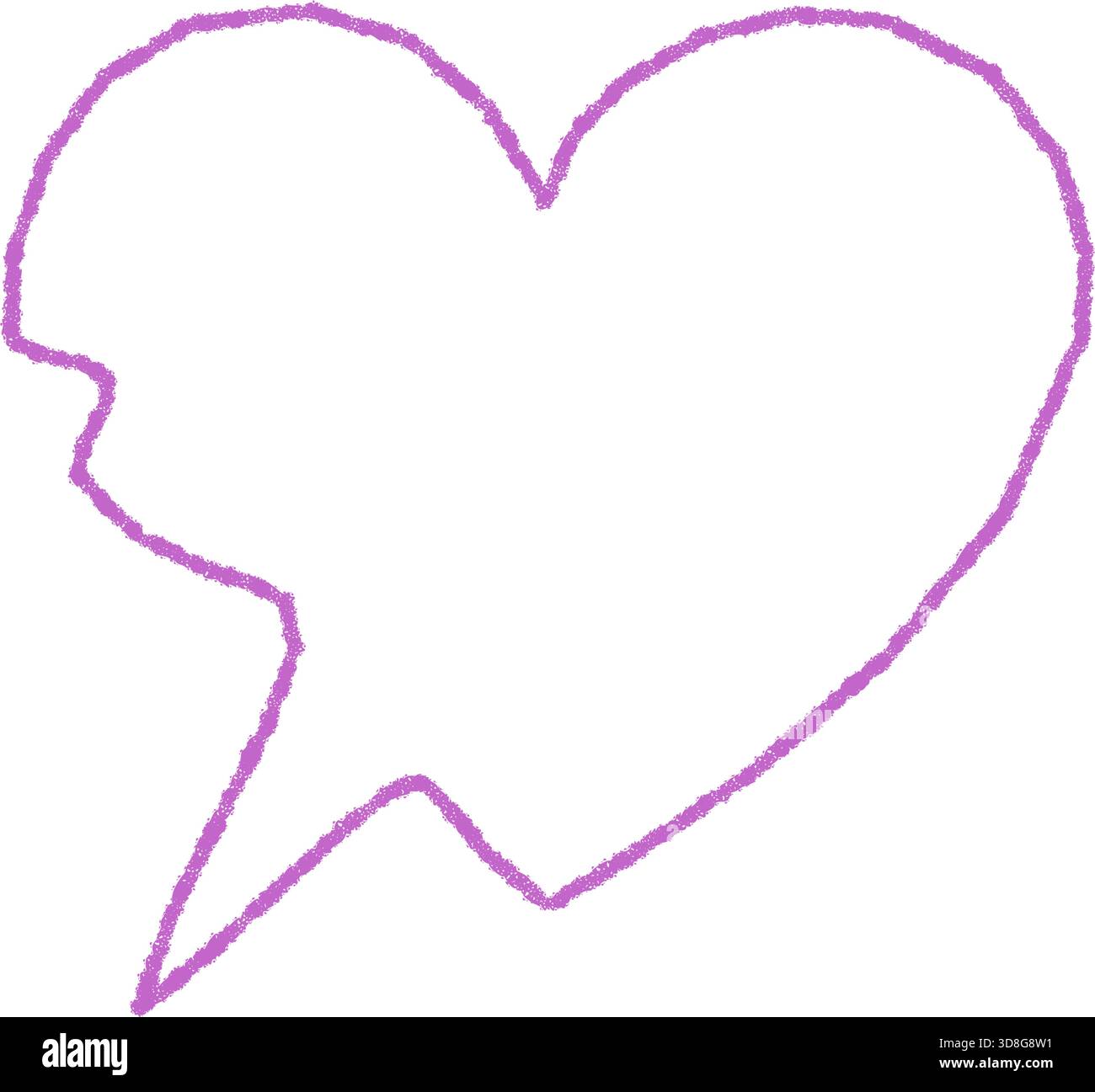 Hand Drawn Wavy Crayon Heart Speech Bubble Stock Vector