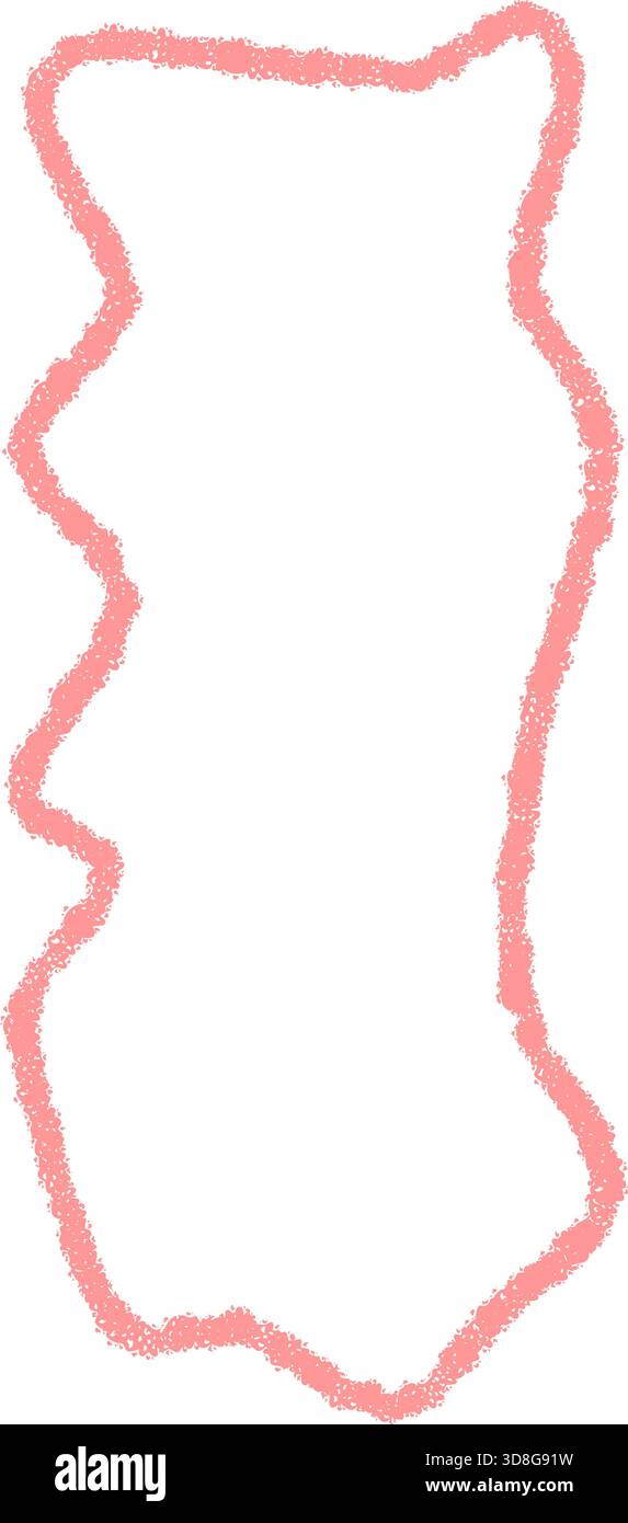Wavy Pink Crayon Contour Rectangle Frame Stock Vector