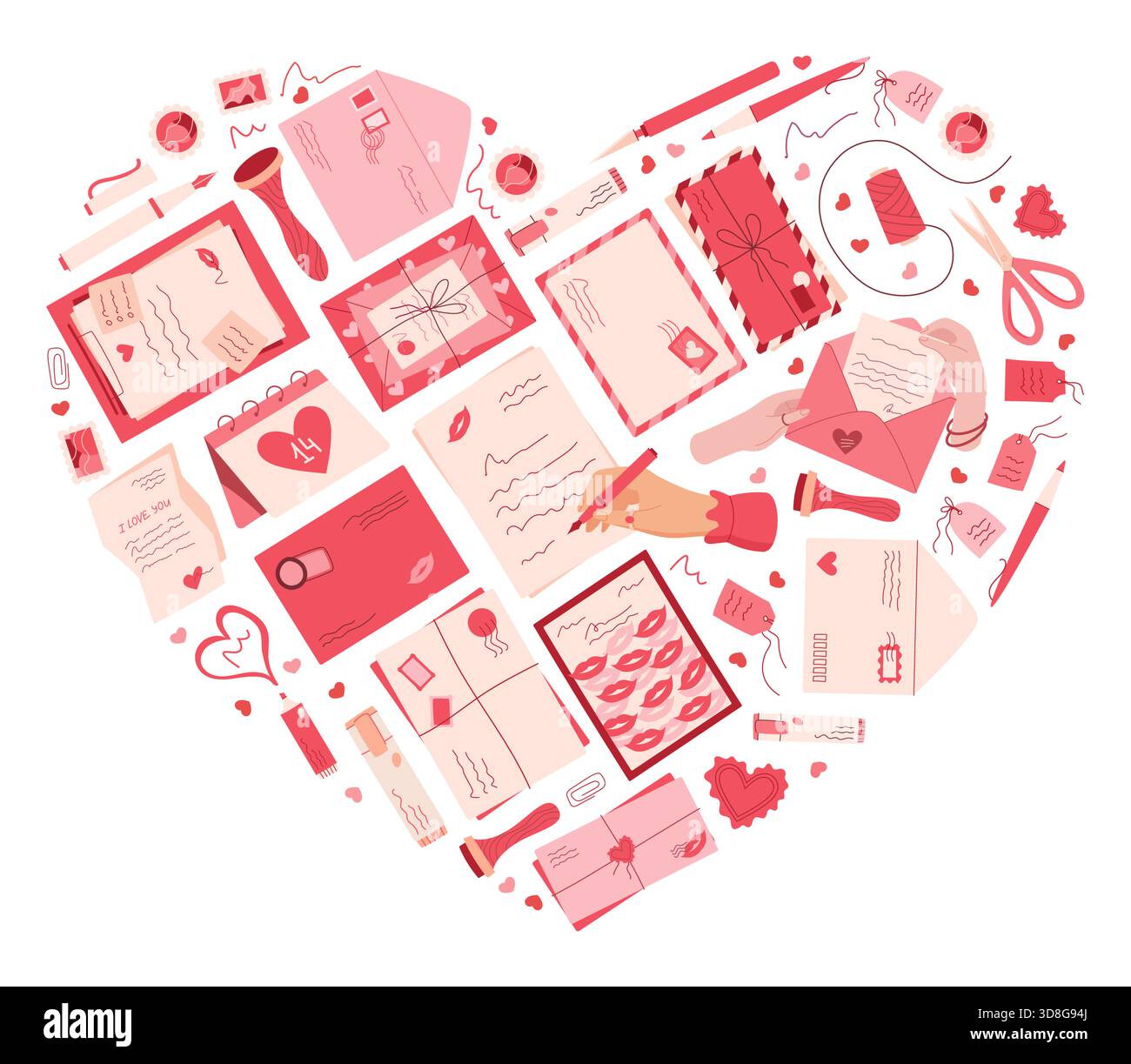 Flat Heart Love Mail Sticker Icon Stock Vector