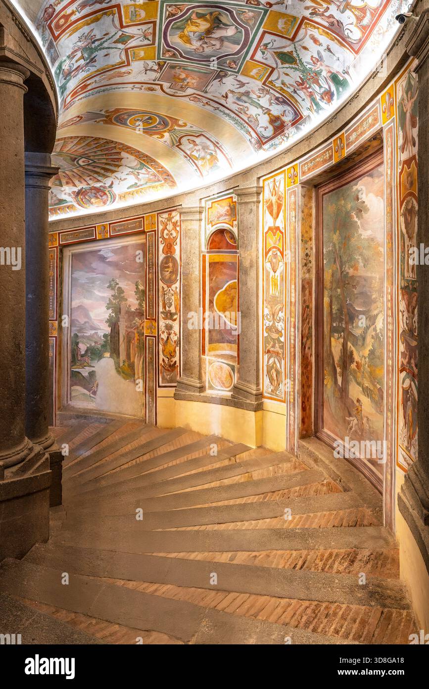 Italy - Caprarola - Palazzo Farnese - Interior view of a curved ...
