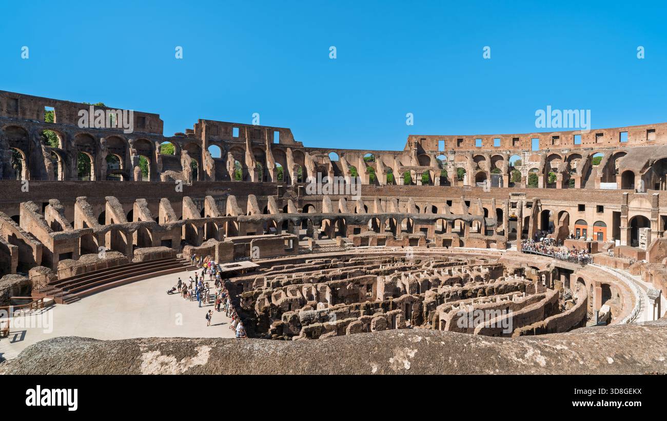 Italy - Rome - Colosseum - Interior wide view of arena floor hypogeum ...