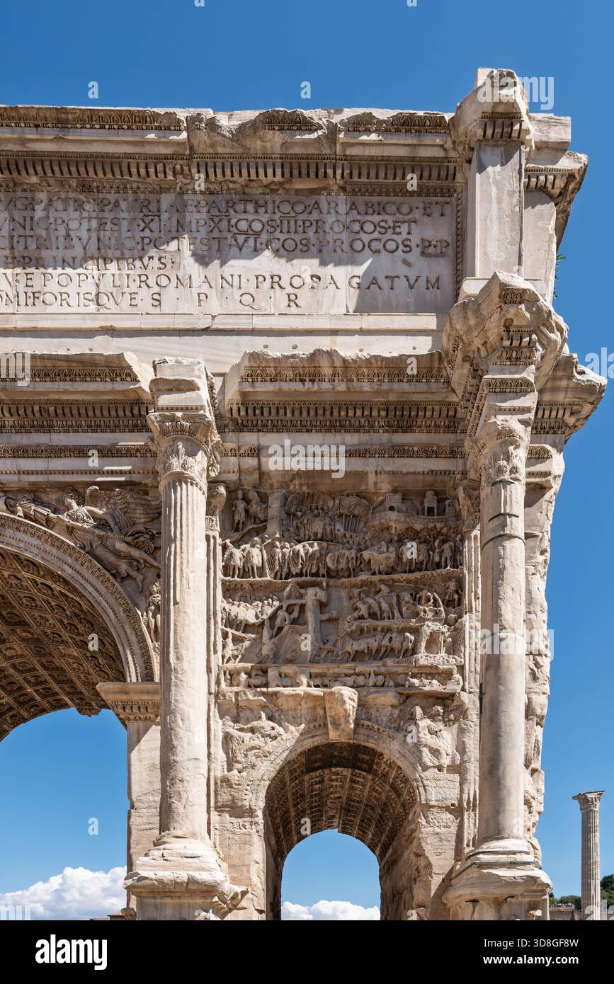 Roman Arch Inscription Italy - Rome - Arch of Septimius Severus - Ancient triumphal arch with ...
