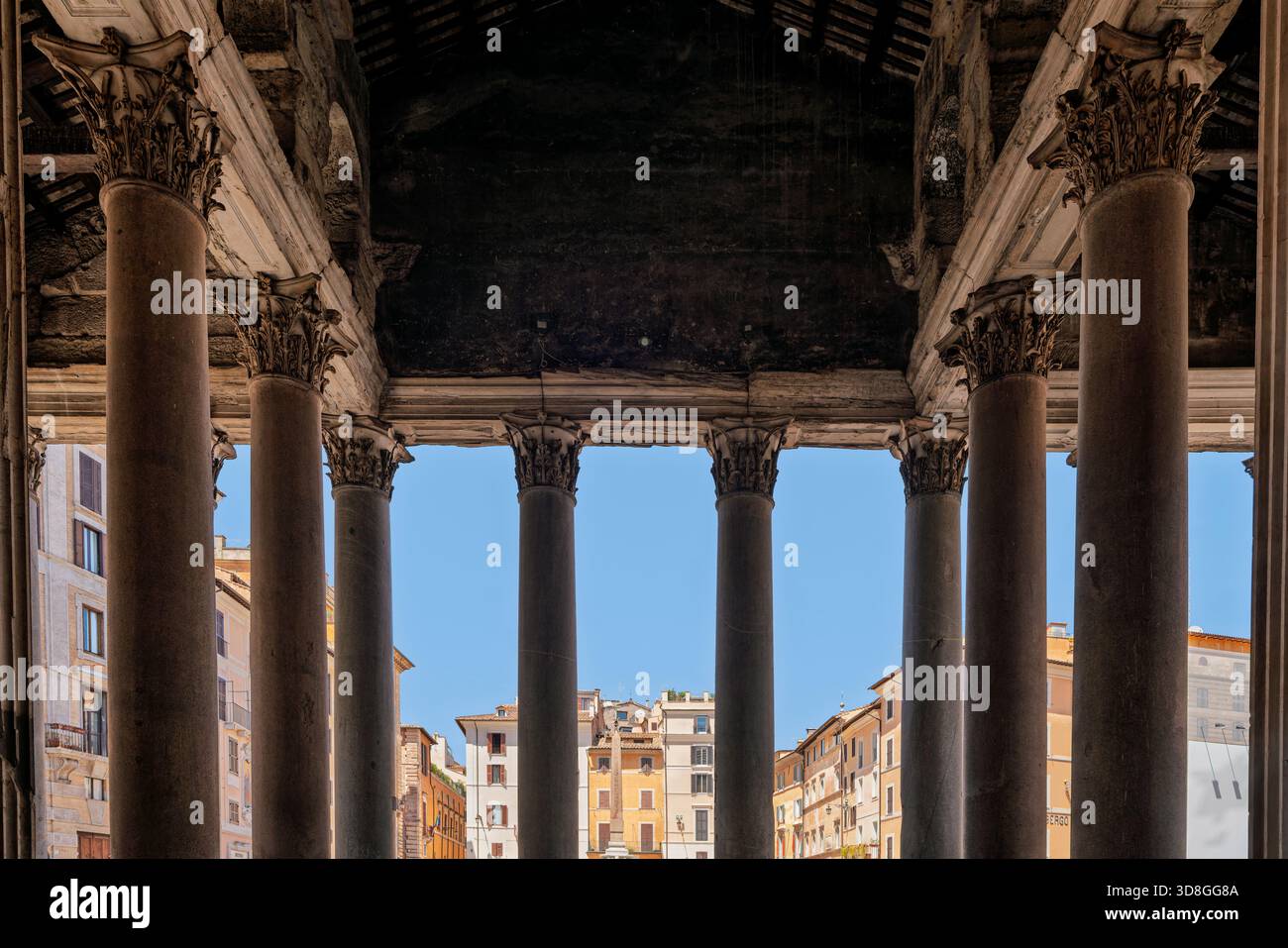 Italy - Rome - Pantheon - Interior view through Corinthian columns ...