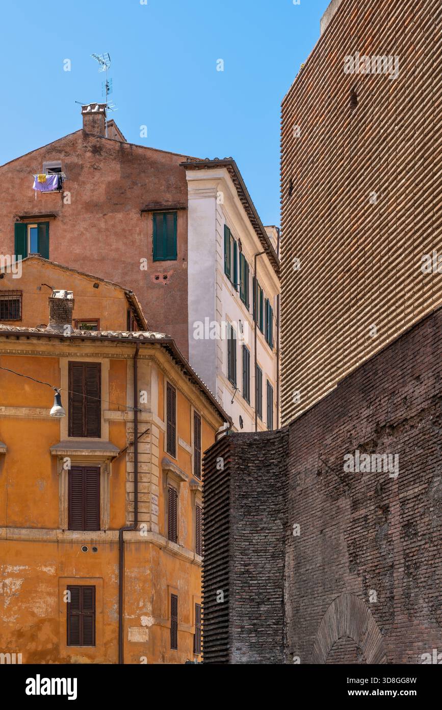 Italy - Rome - Pantheon surroundings - Ancient Roman brick wall ruins ...