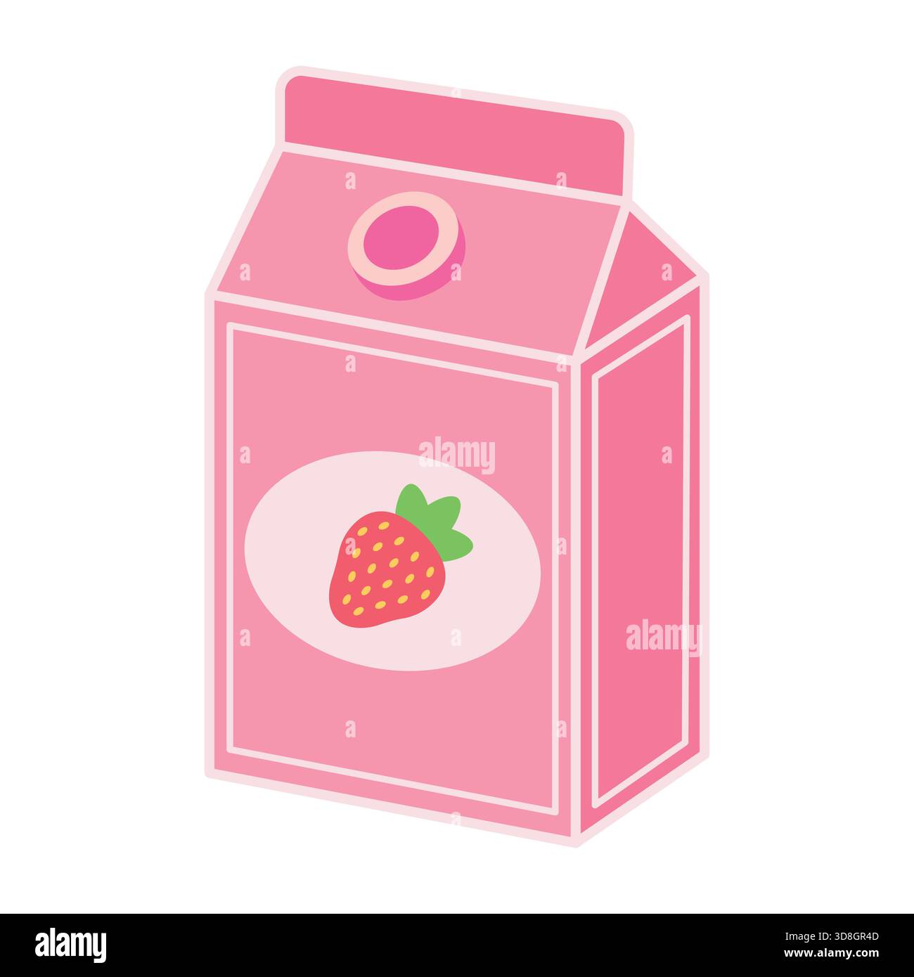 Package with strawberry milk. Isolated white background. Vector simple flat illustration. Stock Vector