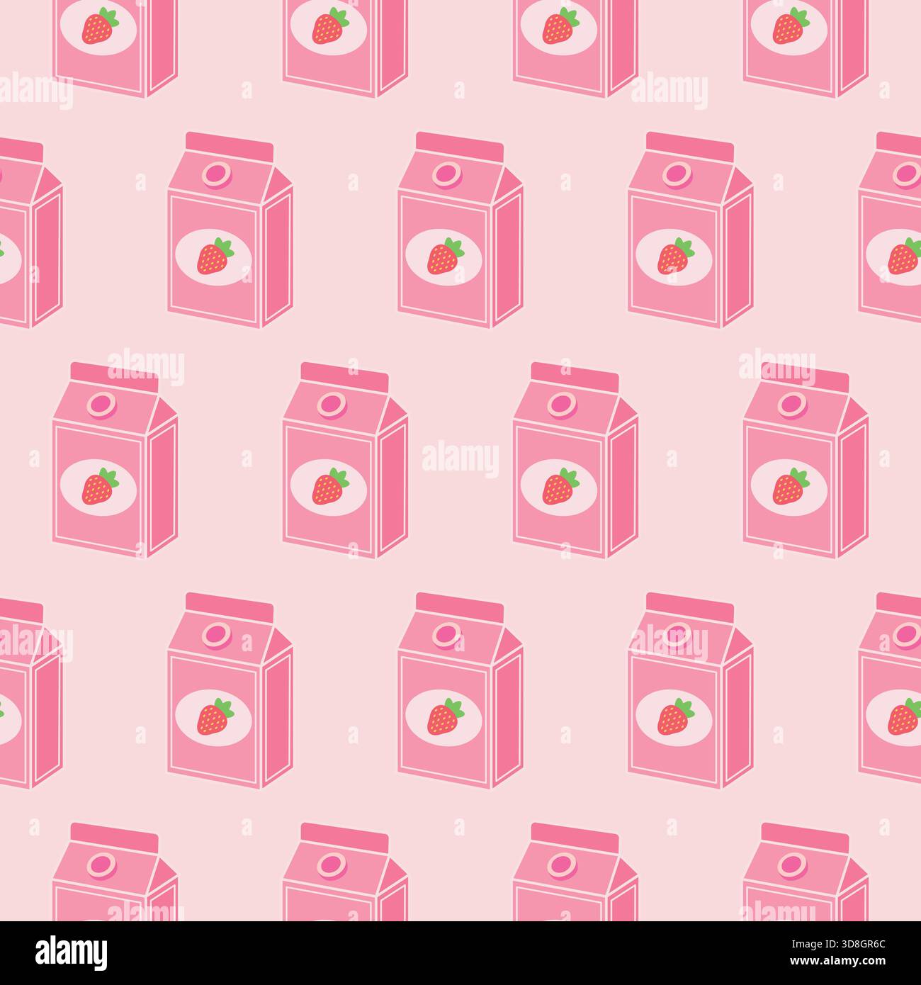 Package with strawberry milk pattern. Isolated white background. Vector simple flat illustration. Stock Vector