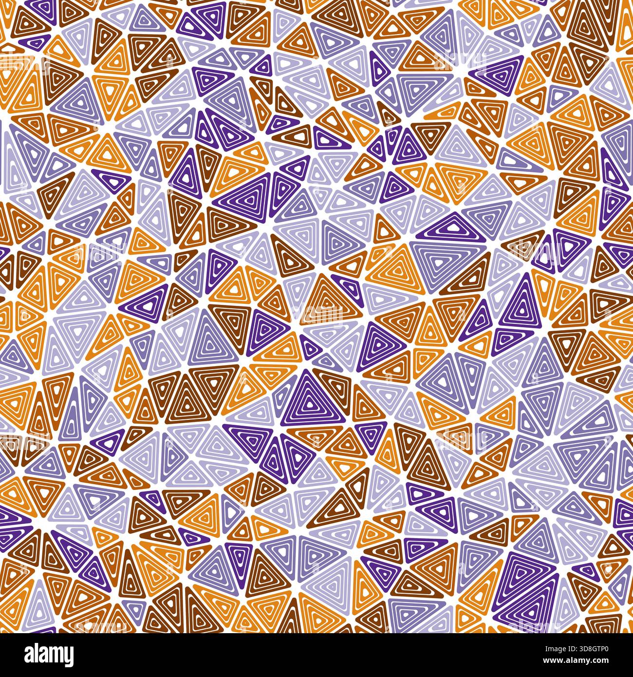 Background with triangles pattern. Multiple repeated inner triangles. Compact shape size. Multiple colors style. Seamless pattern. Stock Vector