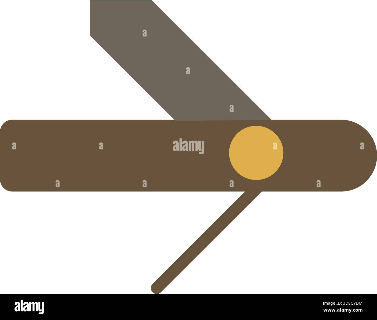 A folding pocket knife shown partially open with a locking button on the handle. Stock Vector