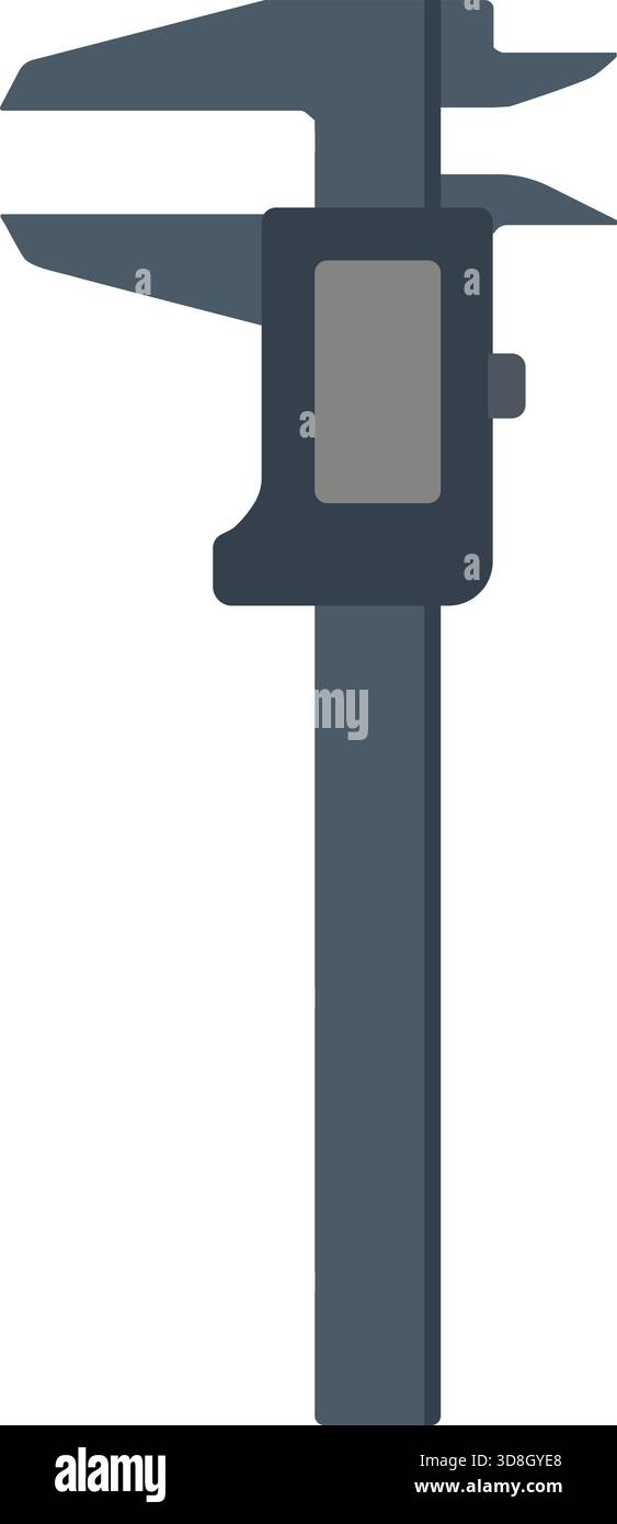 A front view of a handheld vernier caliper used for precise inside outside and depth measurements. Stock Vector