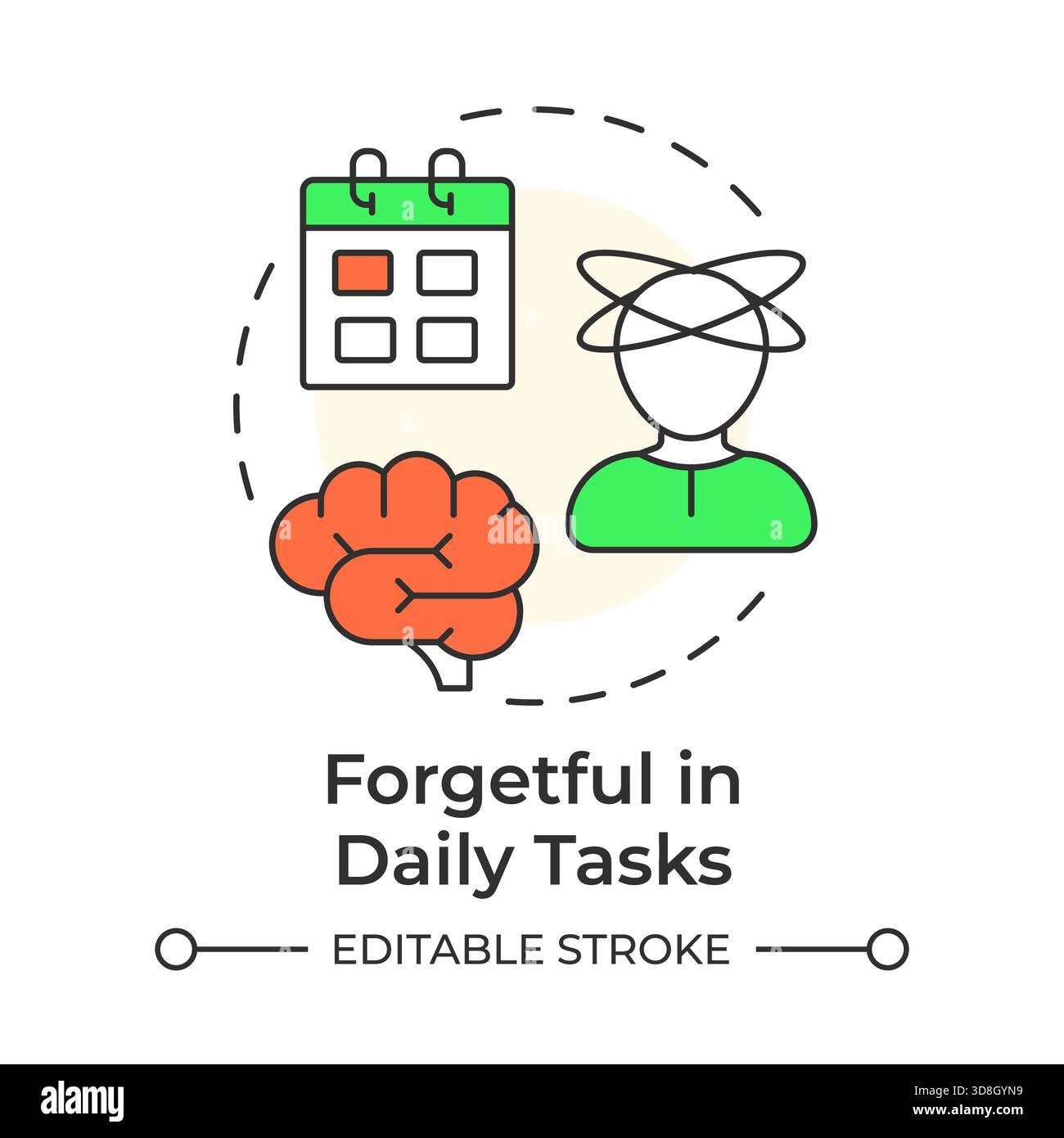 Forgetful in daily tasks multi color concept icon Stock Vector