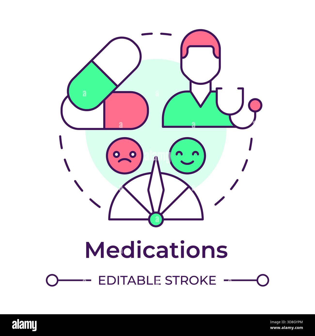 Medications multi color concept icon Stock Vector
