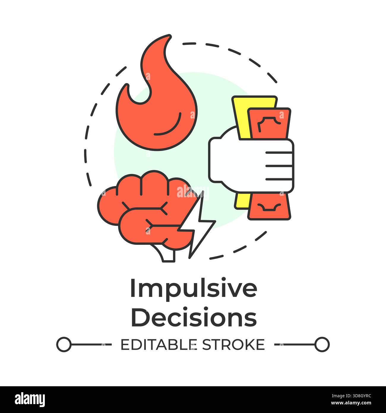 Impulsive decisions multi color concept icon Stock Vector