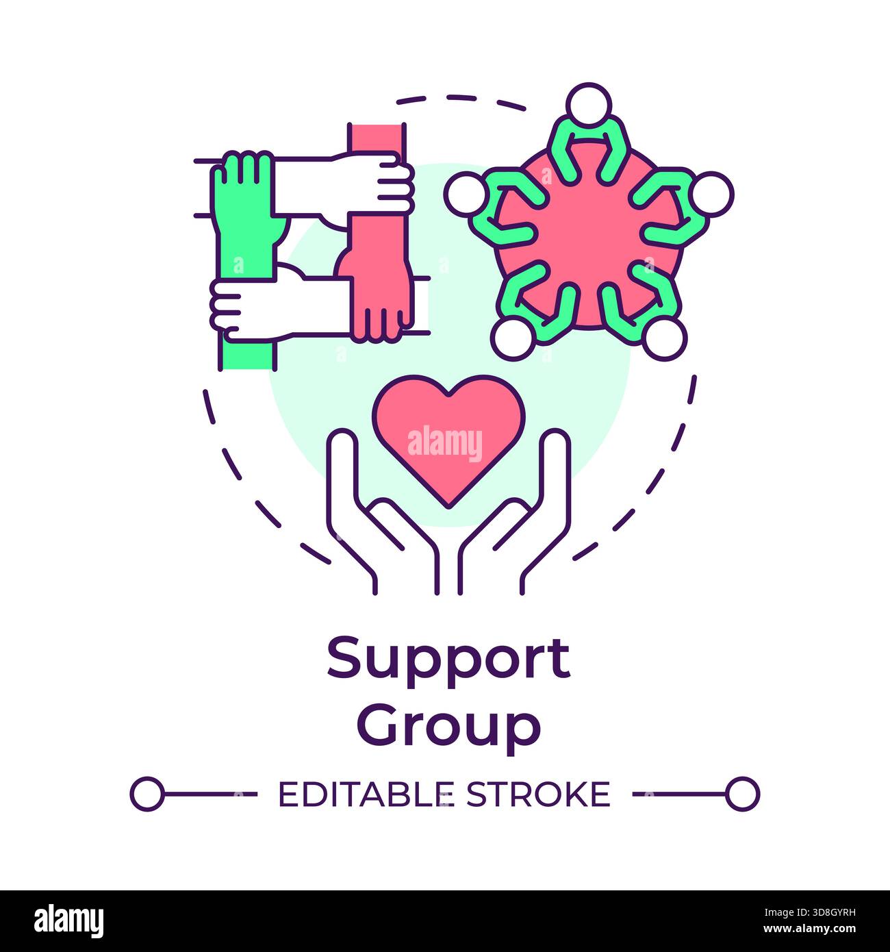 Support group multi color concept icon Stock Vector