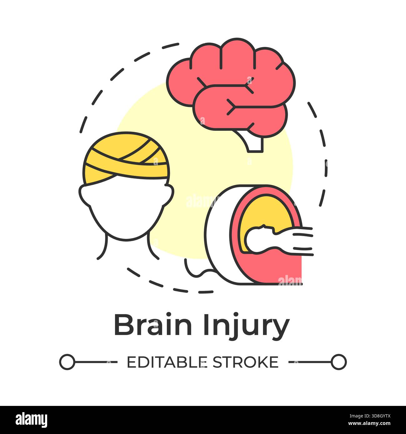 Brain injury multi color concept icon Stock Vector