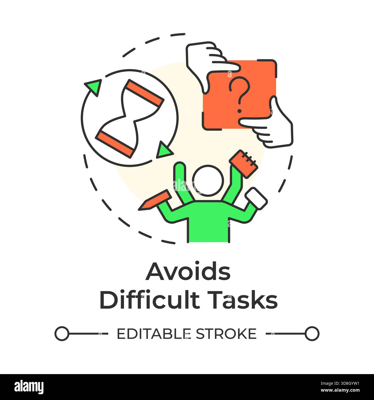 Avoids difficult tasks multi color concept icon Stock Vector