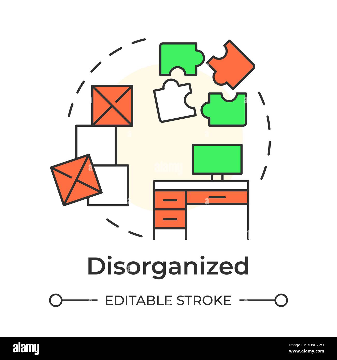 Disorganized multi color concept icon Stock Vector