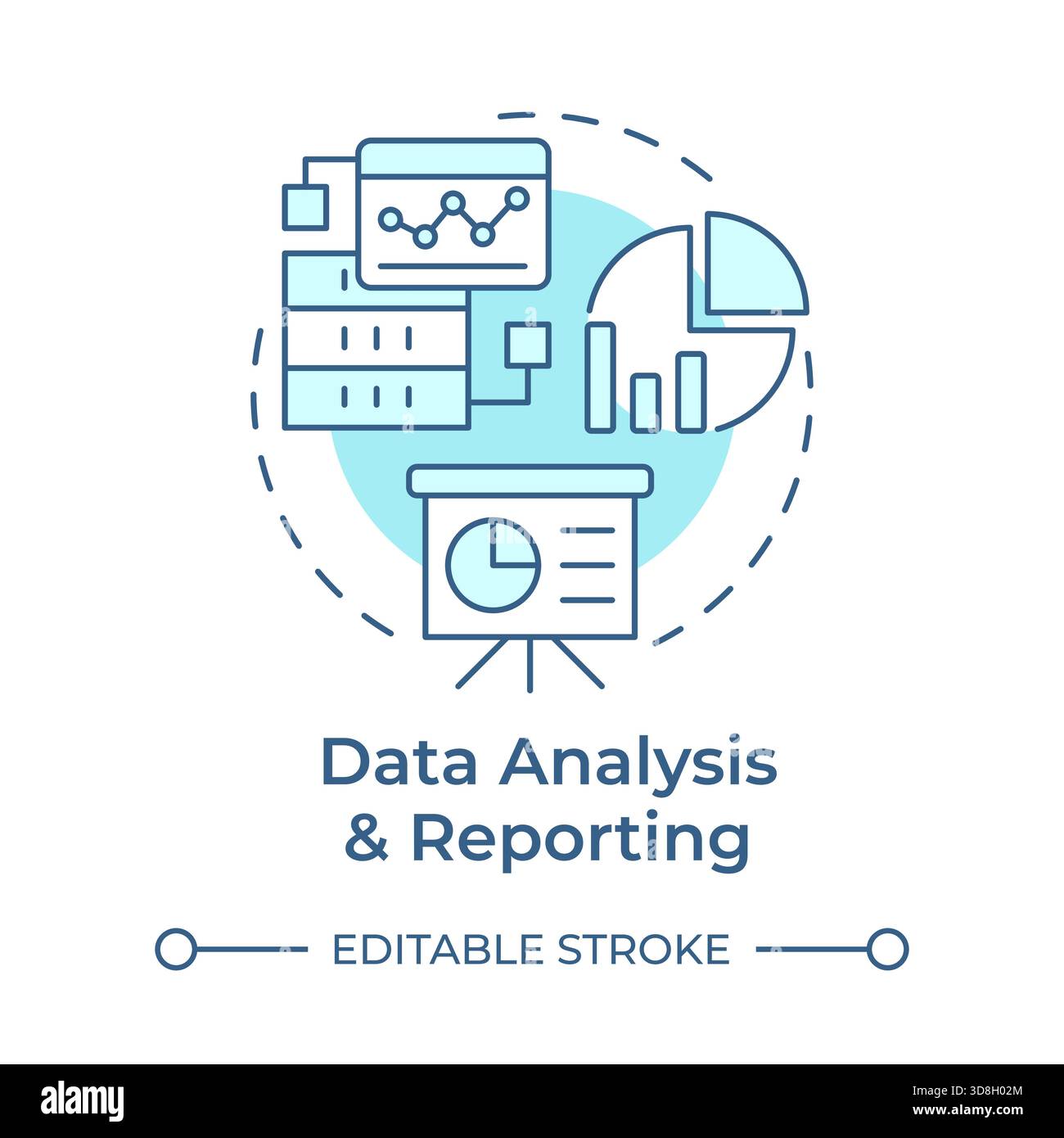 Data analysis and reporting soft blue concept icon Stock Vector