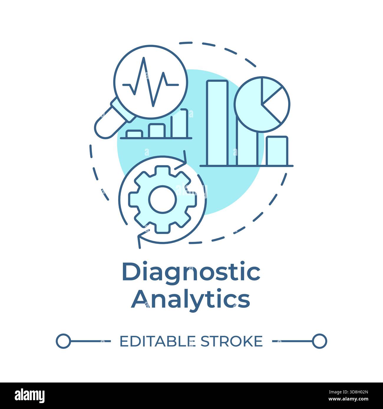 Diagnostic analytics soft blue concept icon Stock Vector
