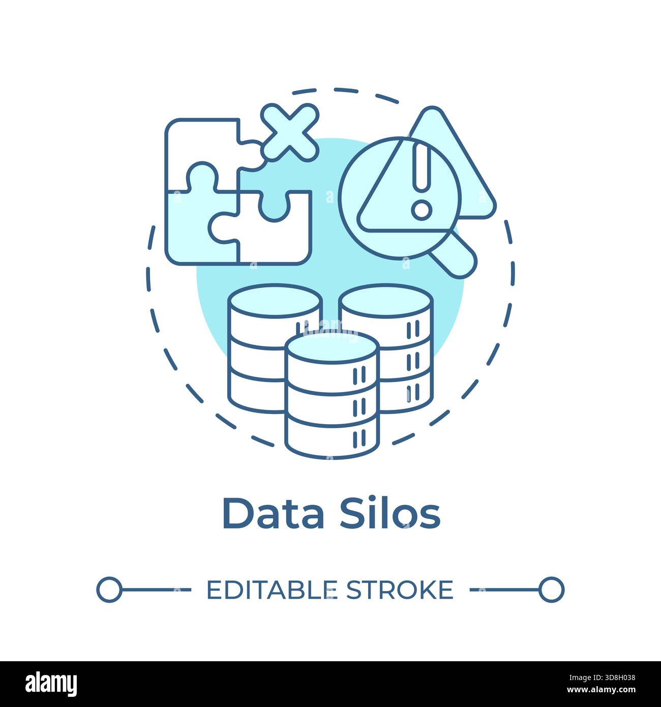 Data silos soft blue concept icon Stock Vector