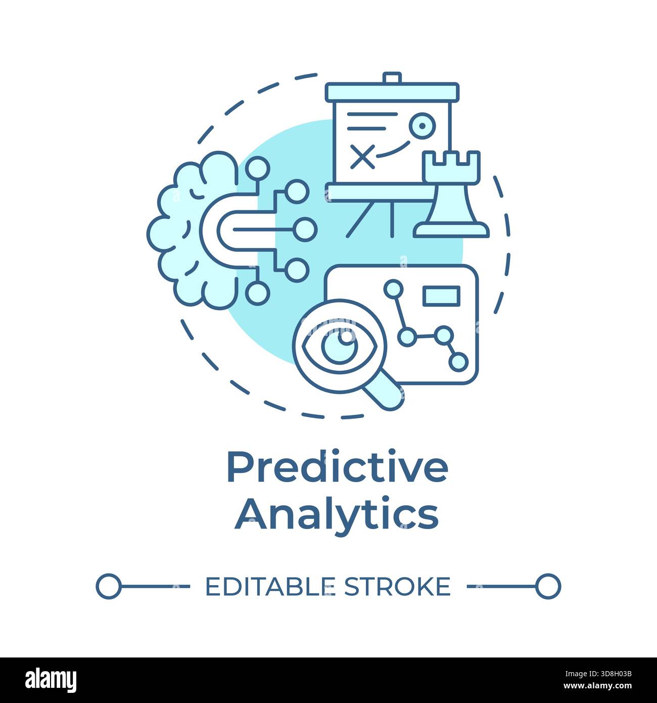 Predictive analytics soft blue concept icon Stock Vector