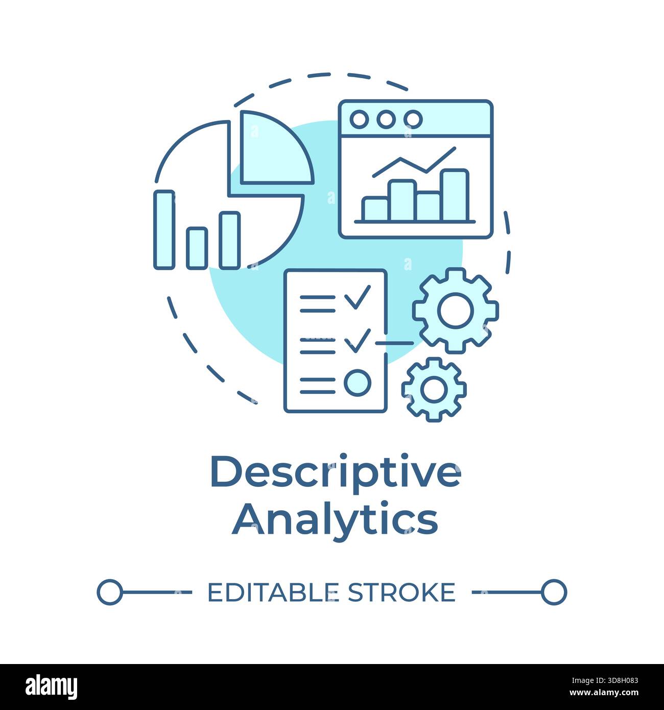 Descriptive analytics soft blue concept icon Stock Vector