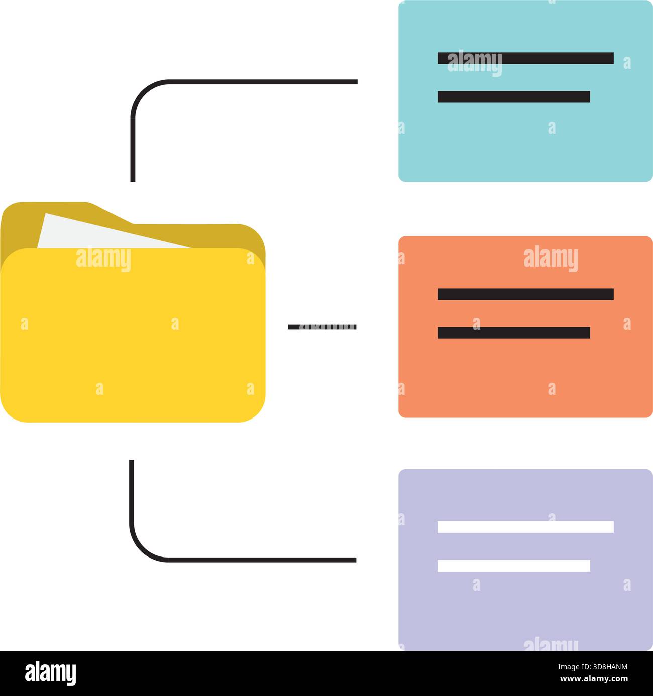 Colorful Folders Organized in Hierarchical Structure System Stock Vector