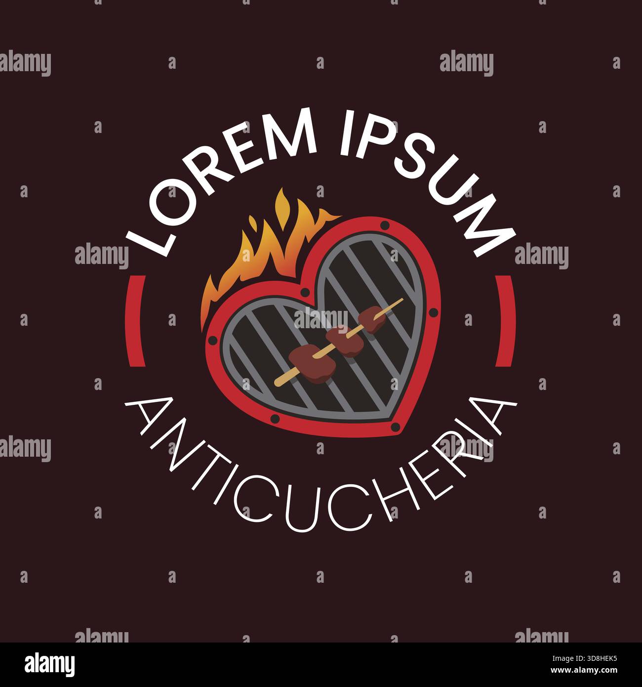 Grill logo, anticuchos, BBQ barbecue Stock Vector