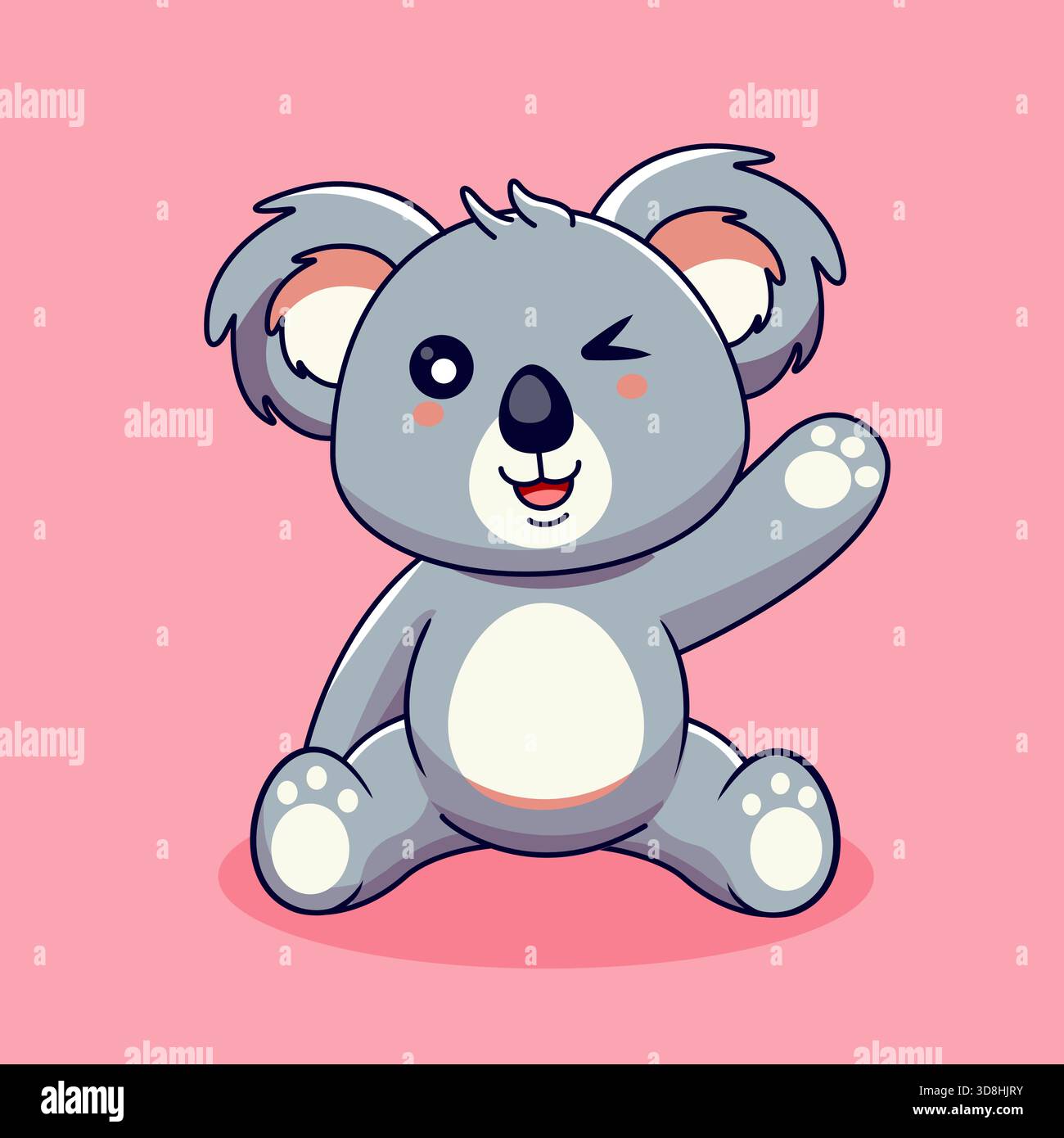 Cute Winking Koala Waving Hello Vector Illustration Cartoon Kawaii ...