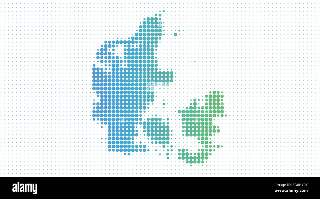 Denmark dotted map in modern halftone style, vector illustration on white background Stock Vector