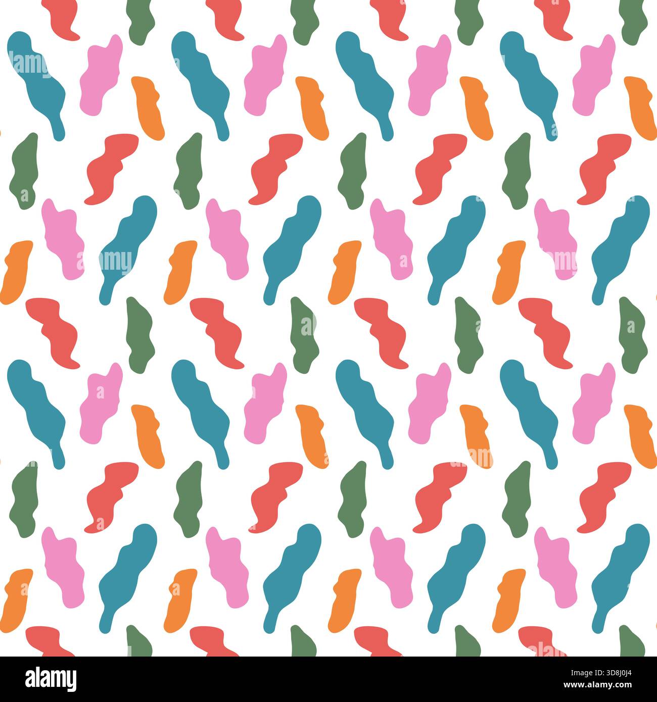 Organic small dashes fluid seamless pattern. Irregular freeform liquid spotty background. Abstract amoeba spots print. Simple mini wavy lines splashes Stock Vector