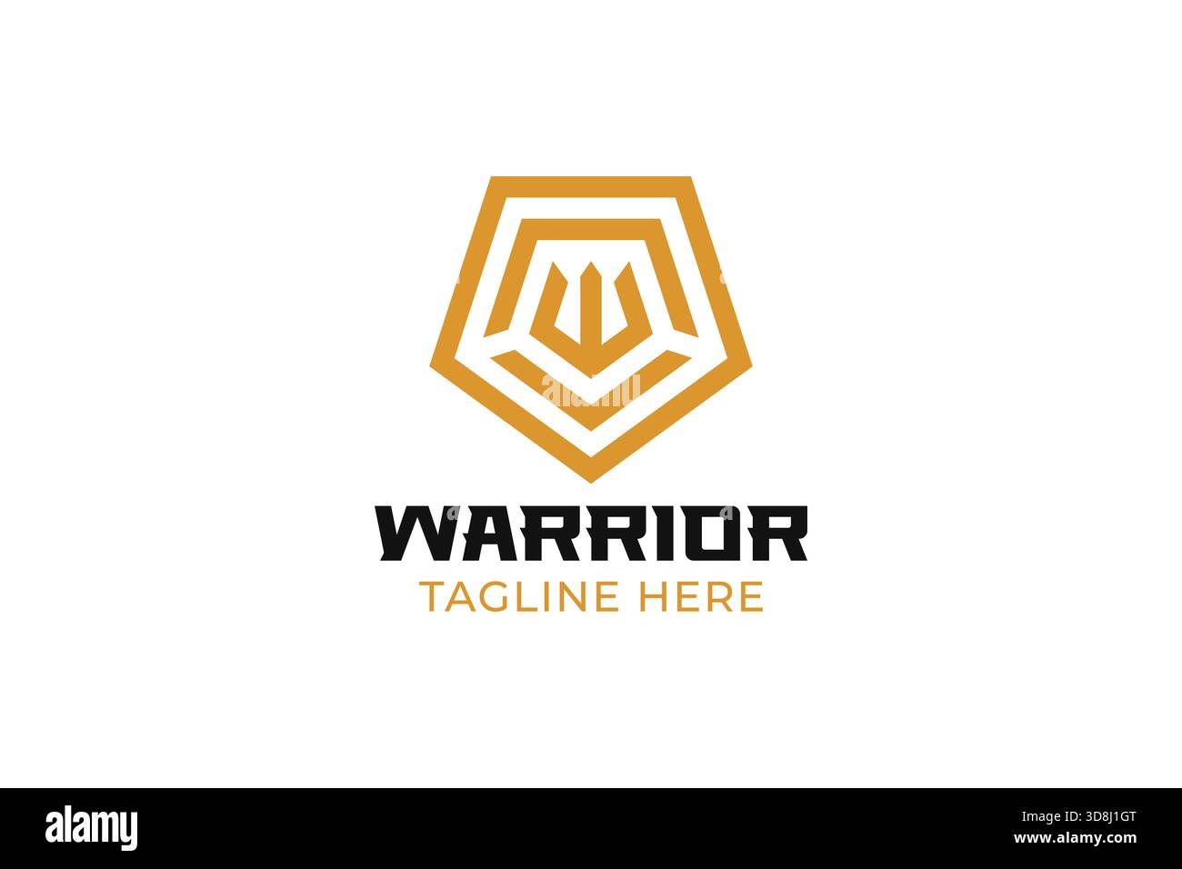 Letter W Logo and Pentagonal Shape Shield Bold Linear Warrior Initial Brand Identity Stock Vector