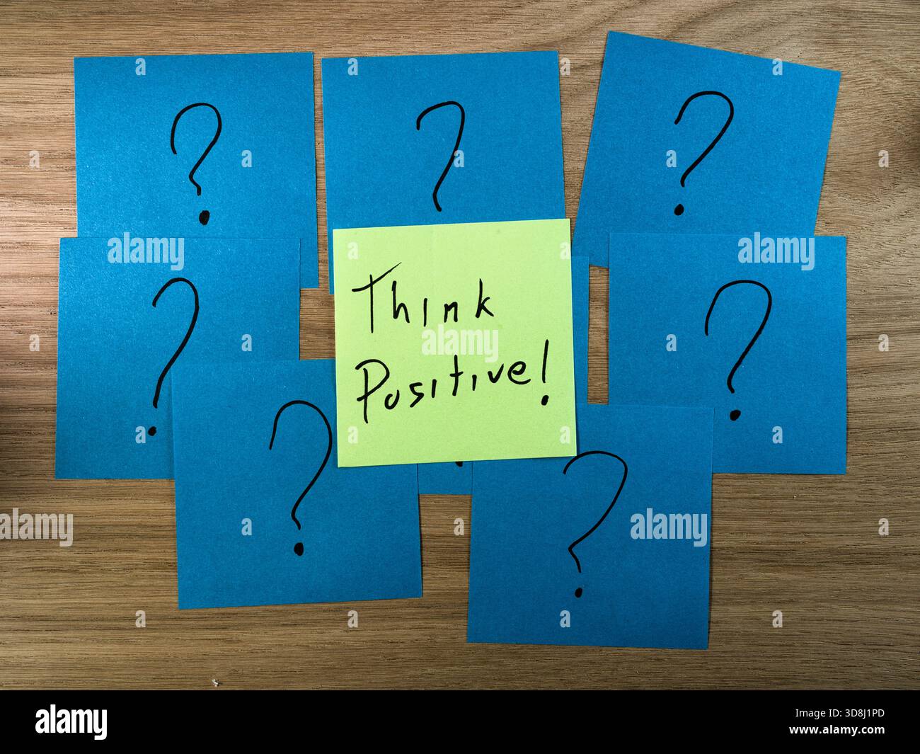 Think Positive! Amidst Questions - Handwritten 'Think Positive!' note ...