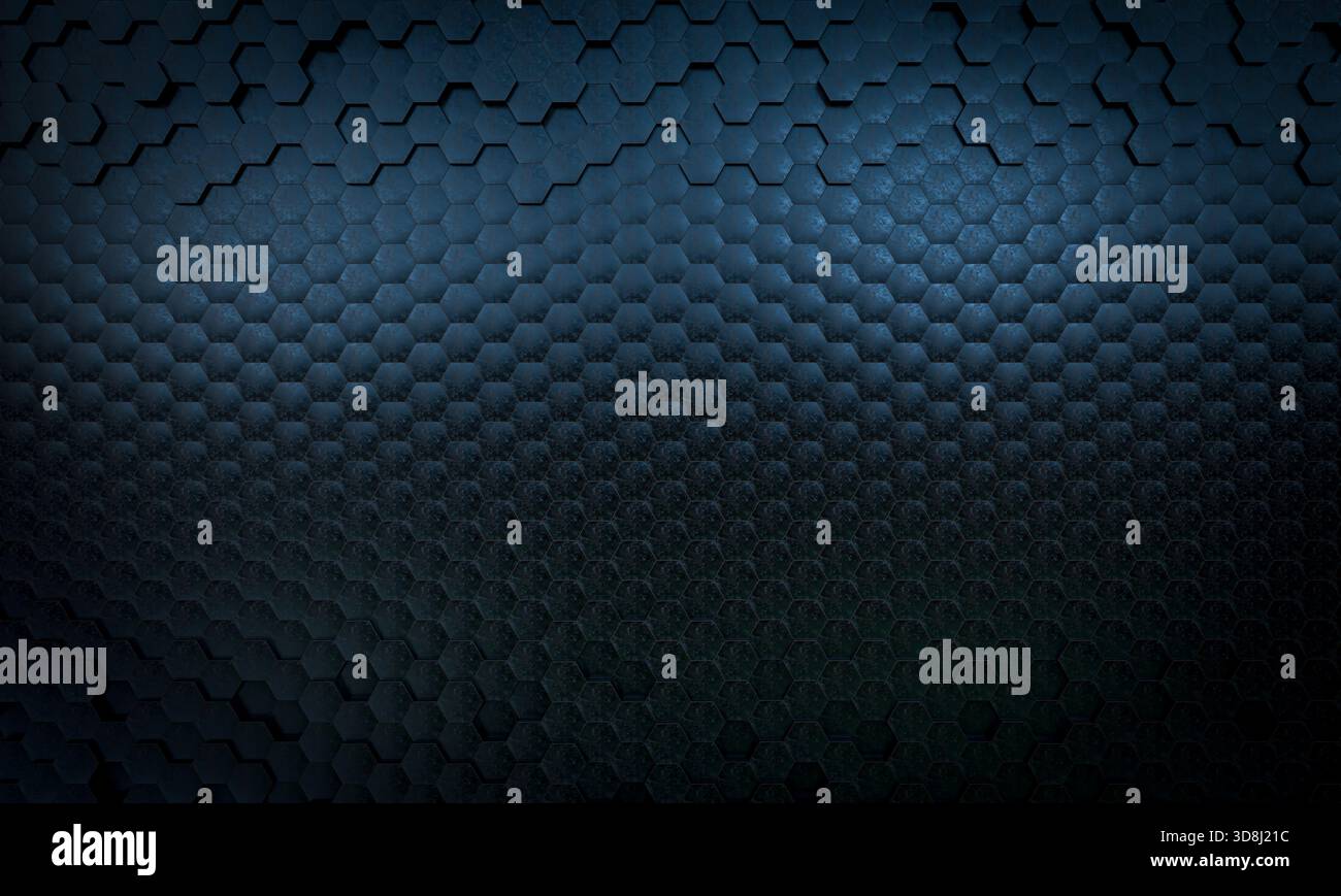 3d Dark blue hexagon pattern abstract background Stock Photo