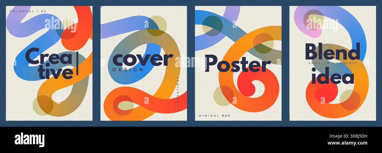 Modern and Simple Template with Colorful Curvy Lines. Modern Event Poster, Card, or Flyer Layout Design Stock Vector