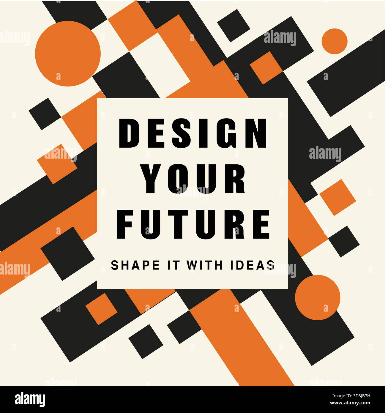 A vibrant geometric layout with blocks and circles around the text Design Your Future shape it with ideas. Stock Vector