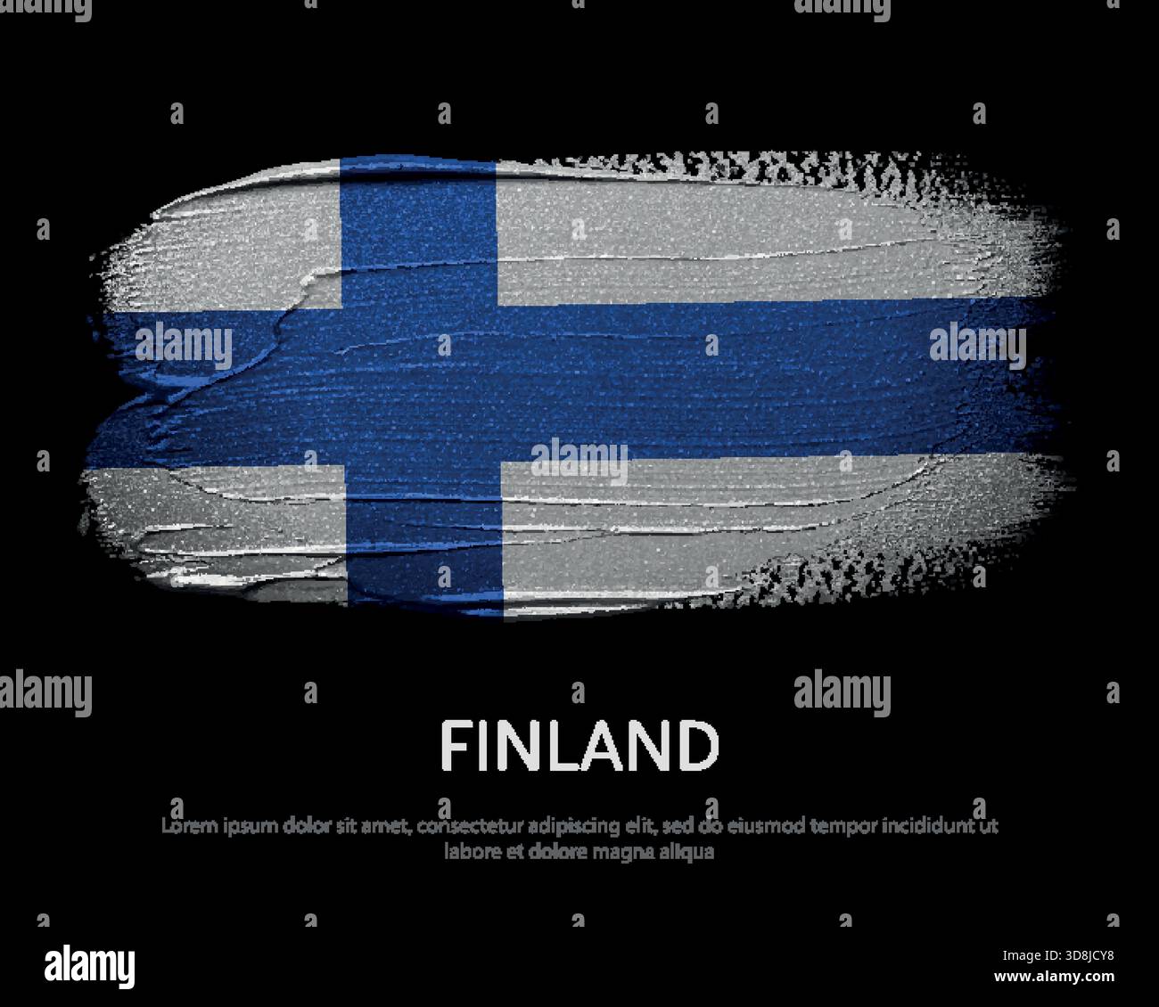 Finland national flags on dark background in grunge style artwork Stock Vector