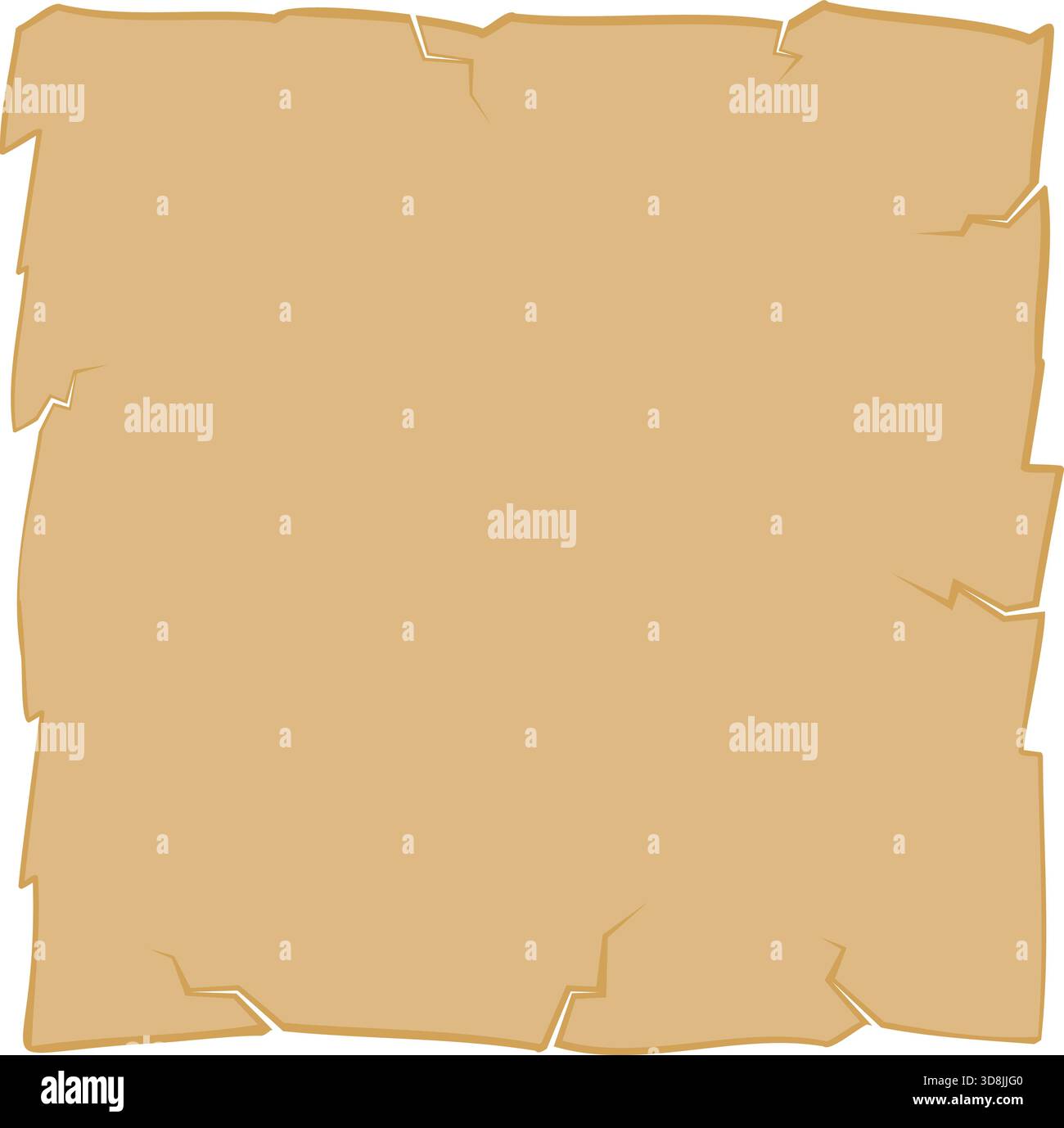 Blank aged parchment paper on transparent background Stock Vector