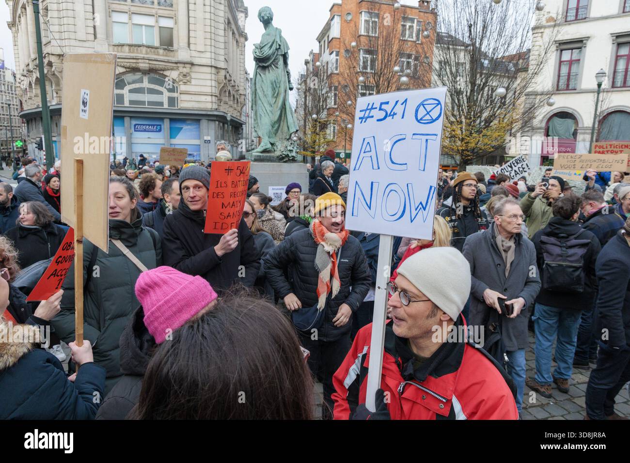 Brussels, Belgium. 01st Dec, 2025. Picture taken during a protest action of Respect Brussels, to protest the lack of a new government for the Brussels Capital Region 541 days after the elections, on Monday 01 December 2025 in Brussels. BELGA PHOTO NICOLAS MAETERLINCK Credit: Belga News Agency/Alamy Live News Stock Photo