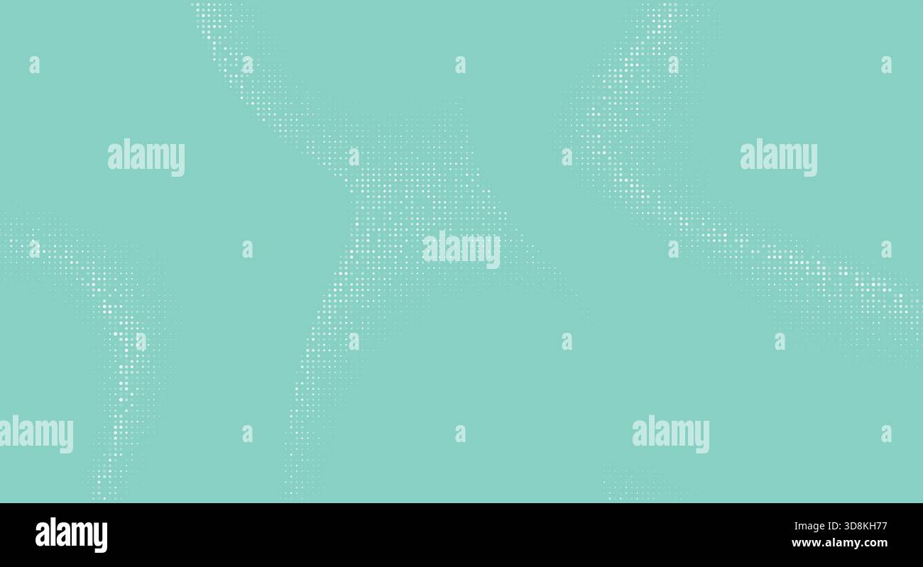 Light mint green backdrop with curved halftone dots creating soft flowing wave shapes Stock Vector